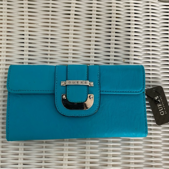 Rare Guess Turquoise Shoulder Bag and Matching Wallet Set Size Small - Picture 14 of 17